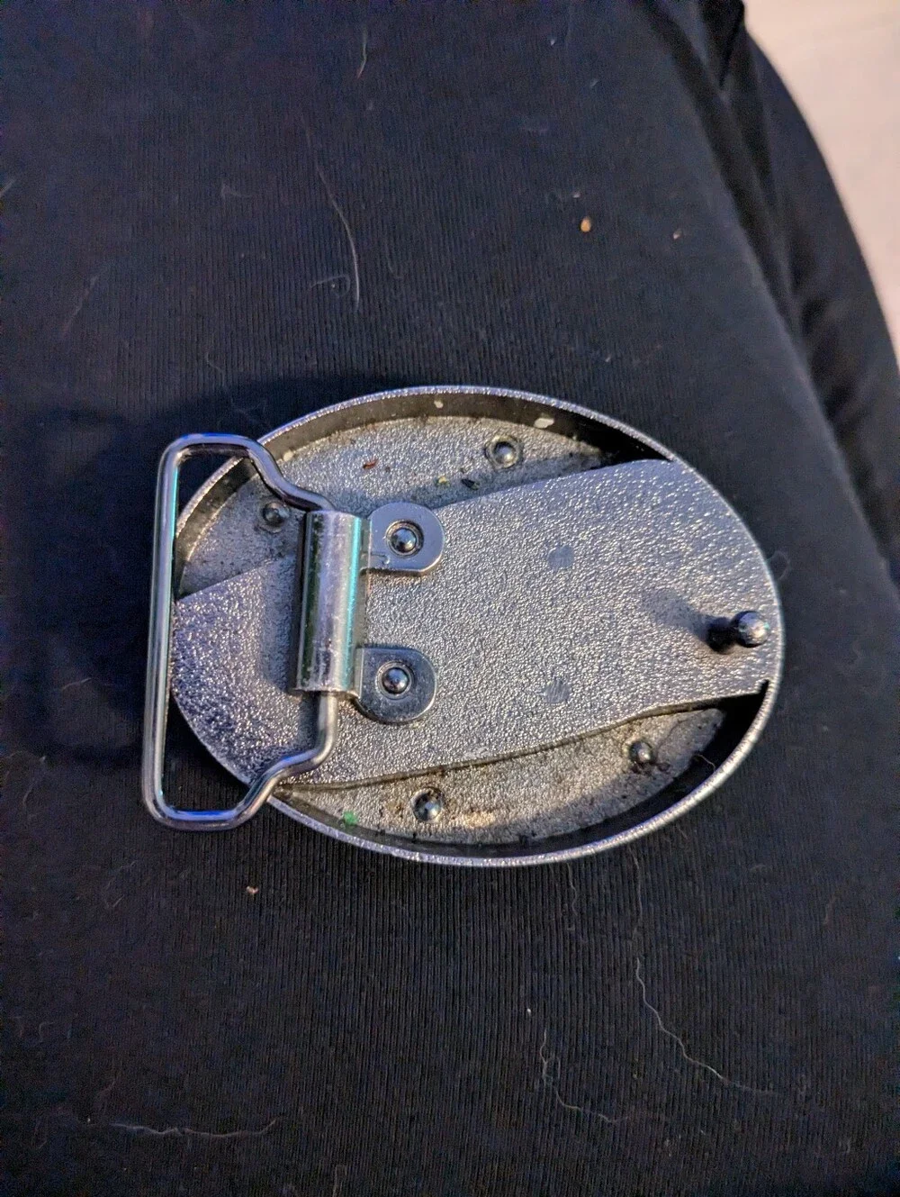 Source Unknown Silver Deer Buck & Doe Belt Buckle with Stars